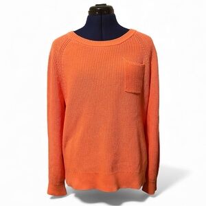 Talbots Vibrant Orange 100% Pima Cotton Crew Neck Knit Sweater | Size XL